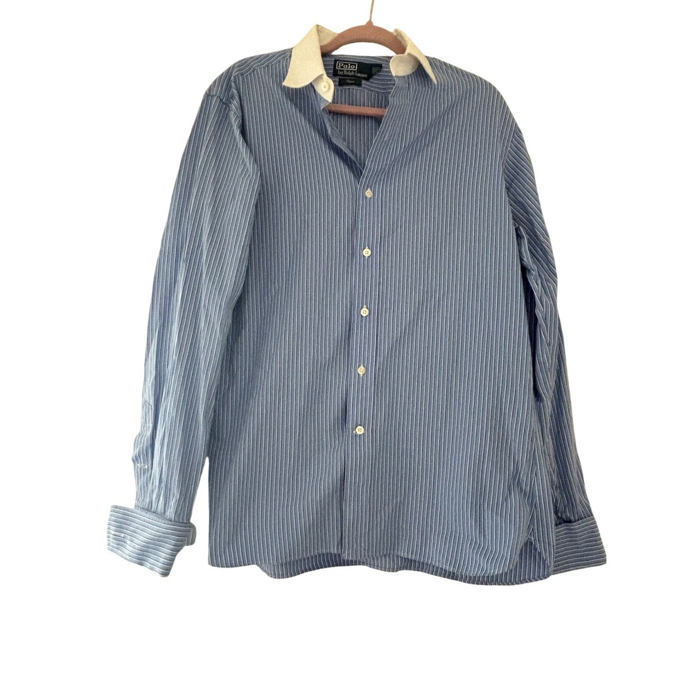 Polo Ralph Lauren Regent cotton sz 42 blue striped collared button down shirt GG